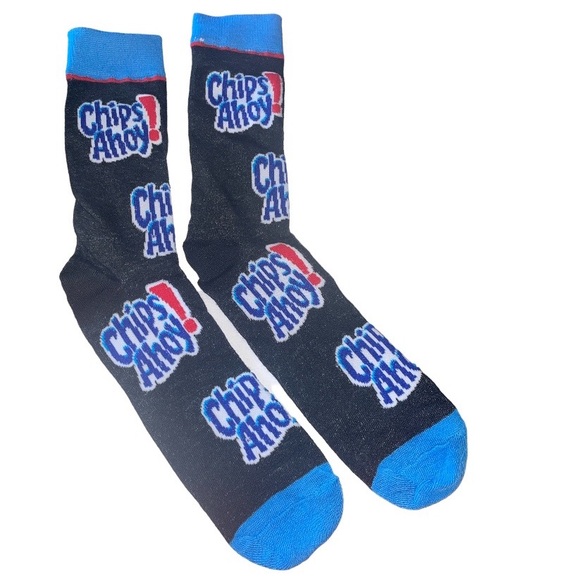 Chips Ahoy Logo mens crew Socks size 6-12 funny crazy black blue cookies… - Picture 6 of 6